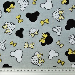 Cotton black-yellow small MIKI with bow on a gray background