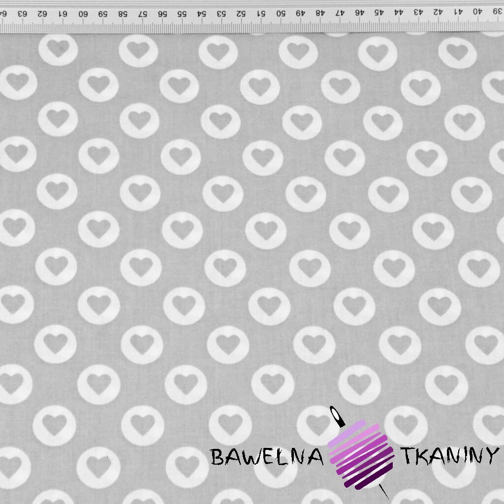 Cotton MINI hearts in white wheels on gray background