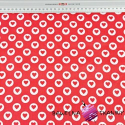 Cotton MINI hearts in white wheels on red background