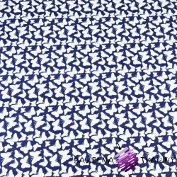 Cotton MINI white butterflies on a navy blue background