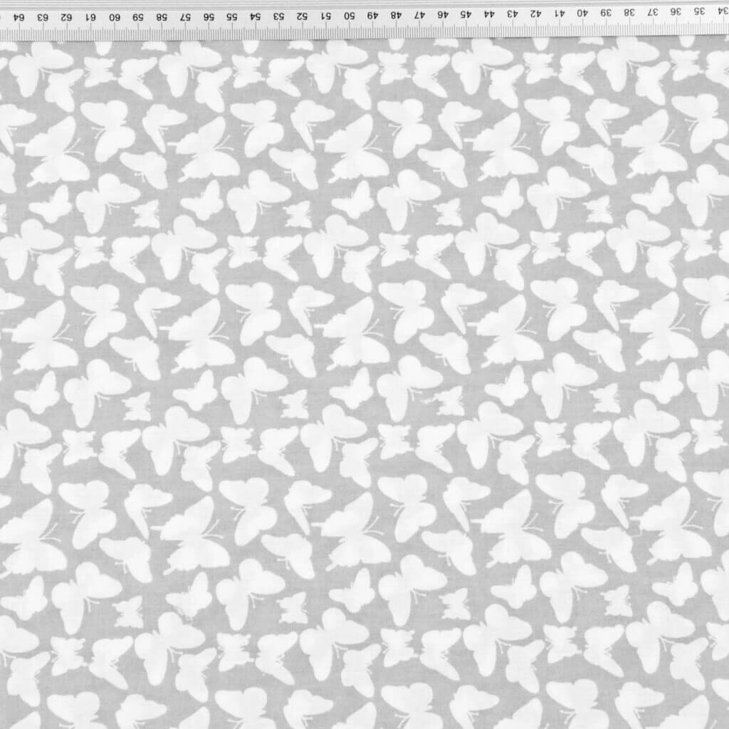 Cotton MINI white butterflies on a gray background