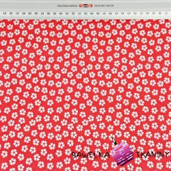 Cotton MINI white clover on a red background