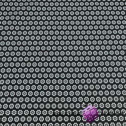 Cotton MINI white flower dots on a black background