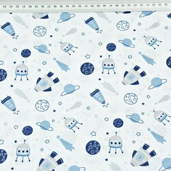 Cotton blue MINI universe on white background