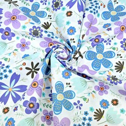 Cotton blue & purple big meadow on white background