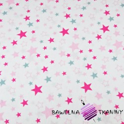 Flannel pink gray stars on white background