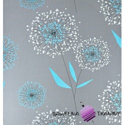Cotton white&blue big dandelion on gray background