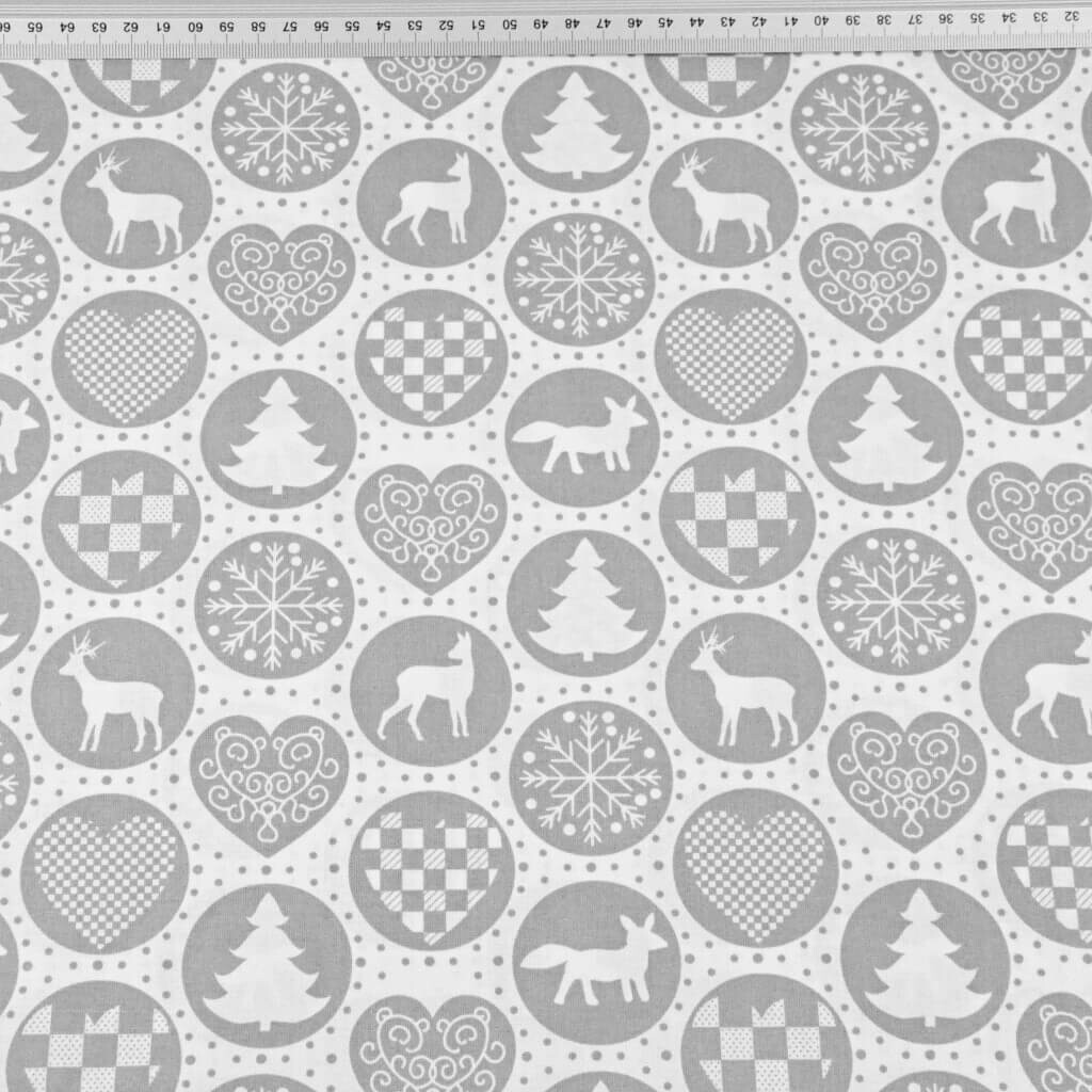 Cotton Christmas pattern gray circles