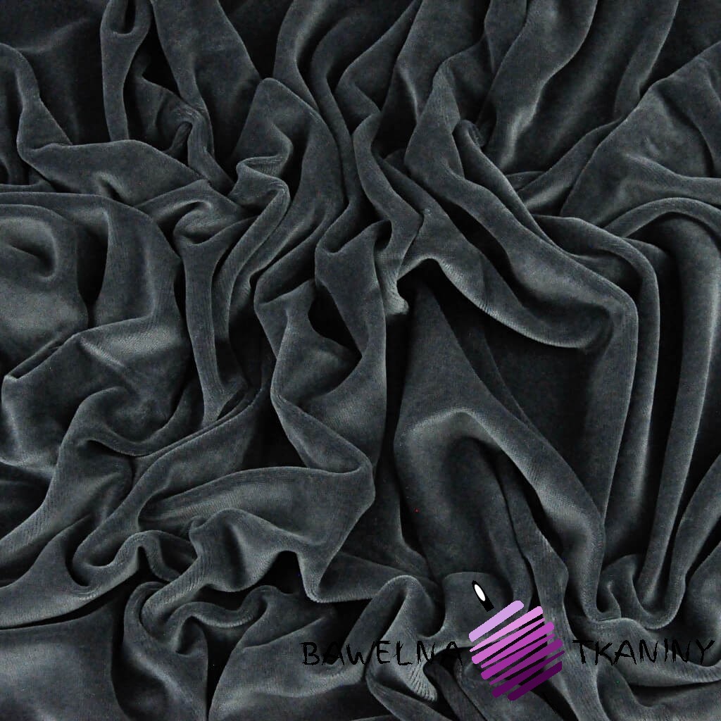 Welur bawełniany odzieżowy - ciemny szary