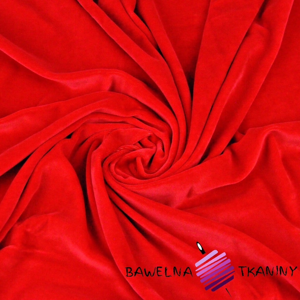 Welur bawełniany odzieżowy - czerwony