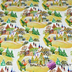 Christmas pattern of colorful houses on a white background