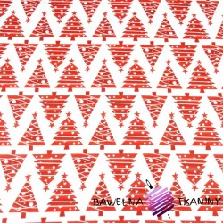 Christmas tree pattern in red rows on a white background