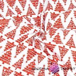 Christmas tree pattern in red rows on a white background