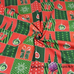 Patchwork Christmas pattern green & red