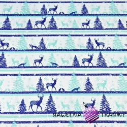 Christmas pattern MINI red-gray reindeer in stripes on white