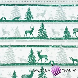 Christmas pattern MINI green reindeer in stripes on white