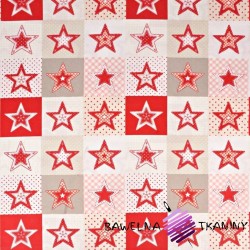 Patchwork Christmas pattern with red-white stars