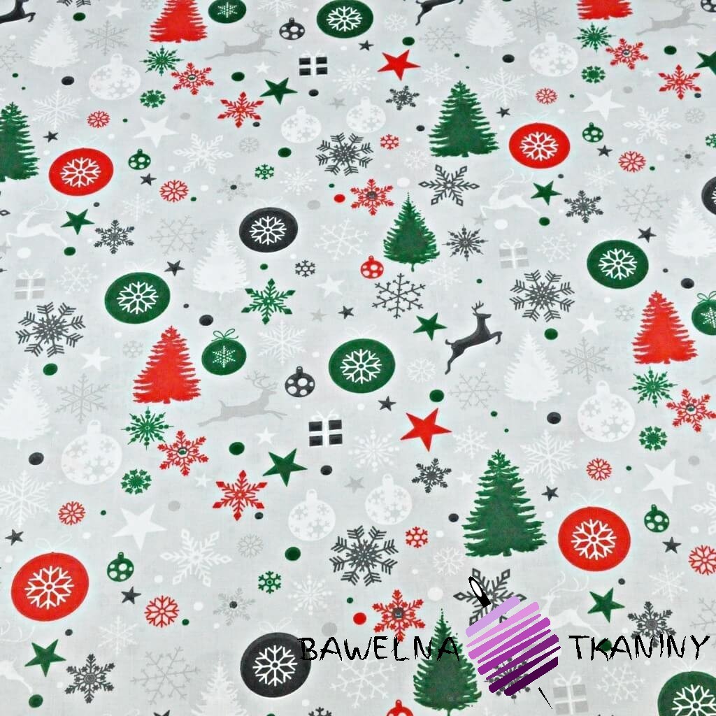 Christmas red-green pattern on a gray background