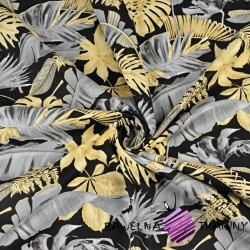 Cotton gold & gray leaves with on a black background