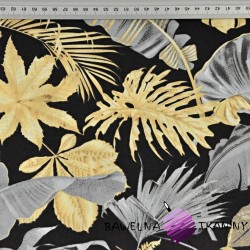 Cotton gold & gray leaves with on a black background