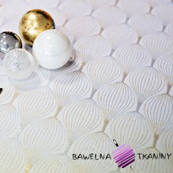 Decorative fabric, double-sided metallized thread - silver gold donuts on a white background