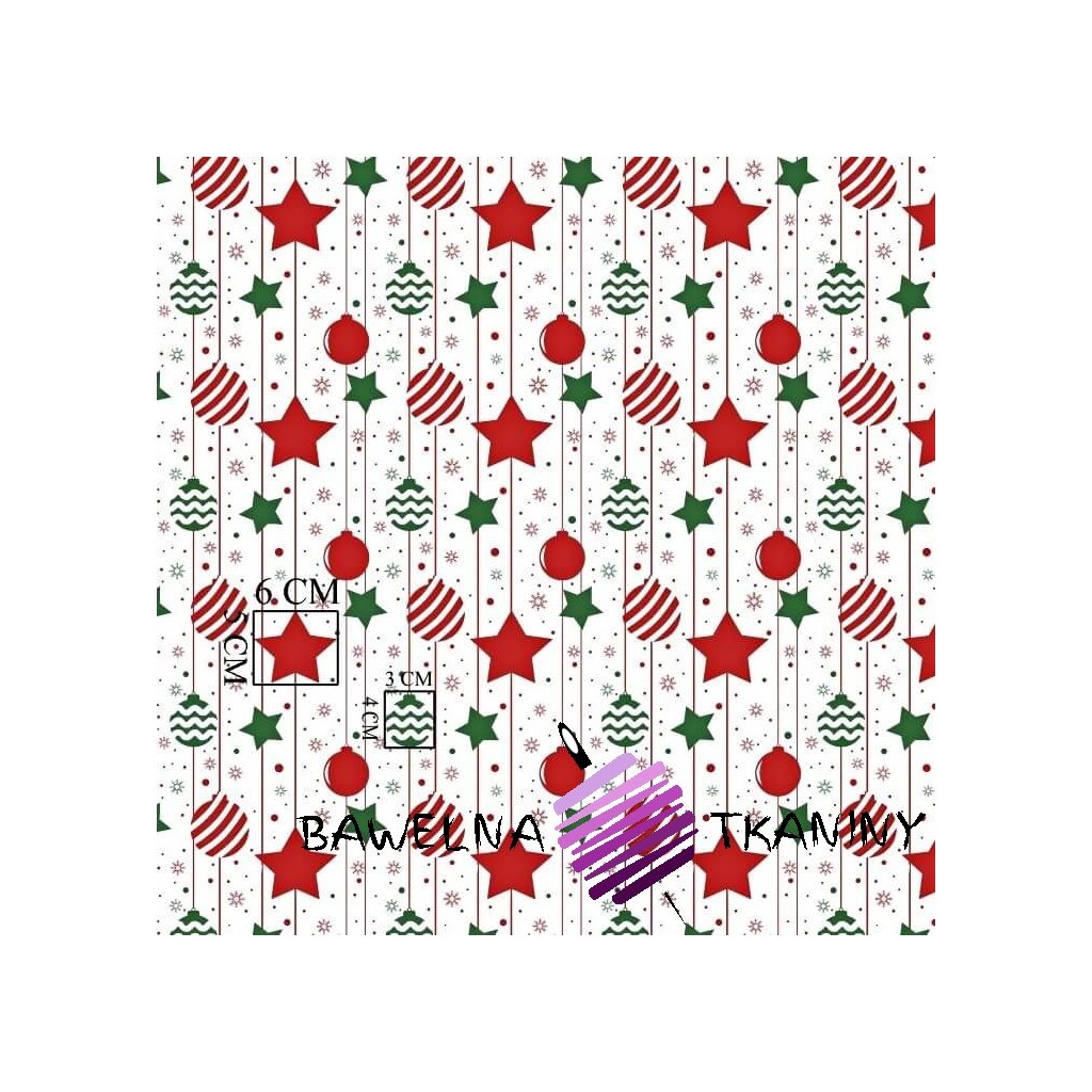 Christmas pattern with chains of baubles and green red stars