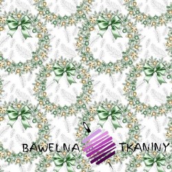 Christmas pattern gold-green garlands on a white background