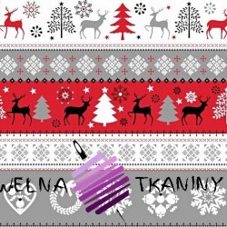 Cotton Christmas pattern, gray-red-black sweater on a white background