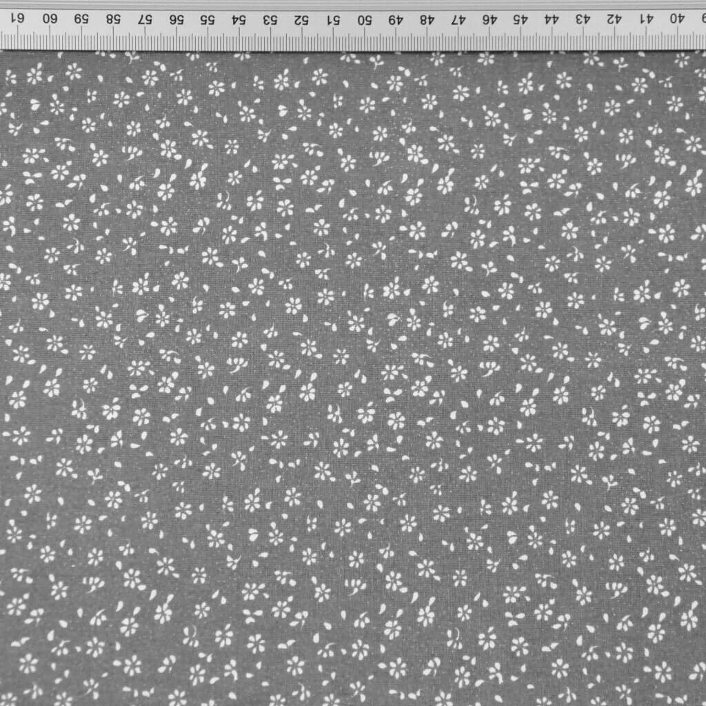 Cotton MINI white meadow with dots on gray background