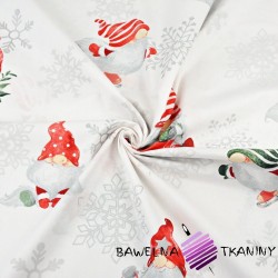 Cotton Christmas pattern sprites with silver plated snowflakes on a white background