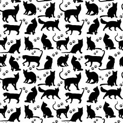 Bawełna kotki kontury czarne na białym tle