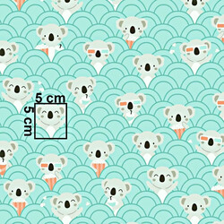 Cotton koala in the cinema on a mint background