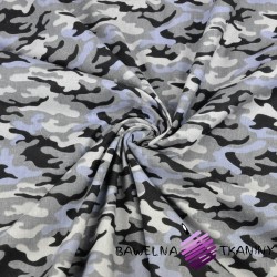 Cotton gray, black & blue camouflage