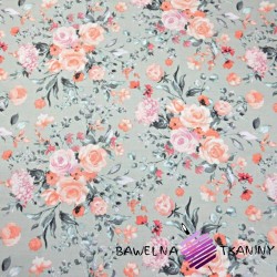 Cotton salmon bouquet of flowers on gray background - 220cm