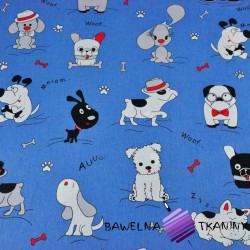 Cotton crazy dogs on blue backgrounds