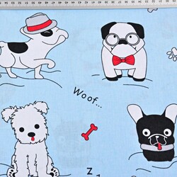 Cotton crazy dogs on light blue backgrounds