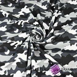 Cotton Jersey - camouflage white, black & gray