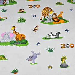 Cotton animals in the zoo on a light gray background