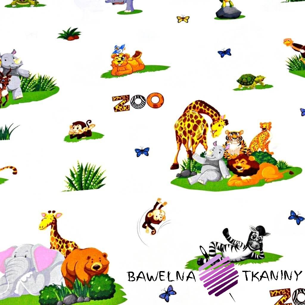 Cotton fabric zoo animals (white background) | fabric shop