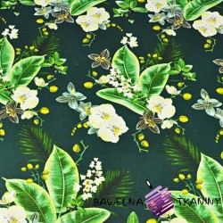 Cotton orchid on a dark green background 220cm