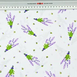 Cotton 100% with Lavender Floral Branch Print