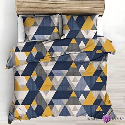 Cotton Gray and blue mustard triangles - 220 cm