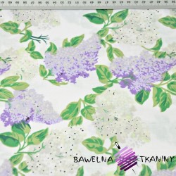Cotton violet lilac flowers on a white background - 220cm