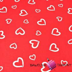 Cotton hearts contours on red background