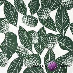 Cotton dark green pineapple leaves on a white background