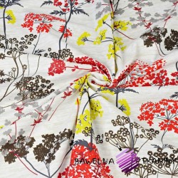 Cotton Red-yellow fennel flowers on a beige background
