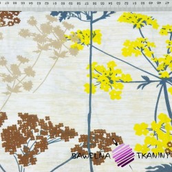 Cotton Blue-yellow fennel flowers on a beige background