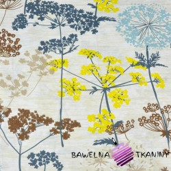 Cotton Blue-yellow fennel flowers on a beige background