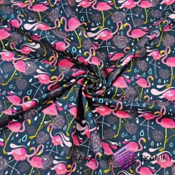 flamingi różowe na szmaragdowym tle