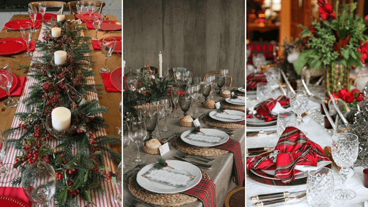 Czerwień i zieleń: klasyczne kolory świąteczne, przykłady dekoracji stołu